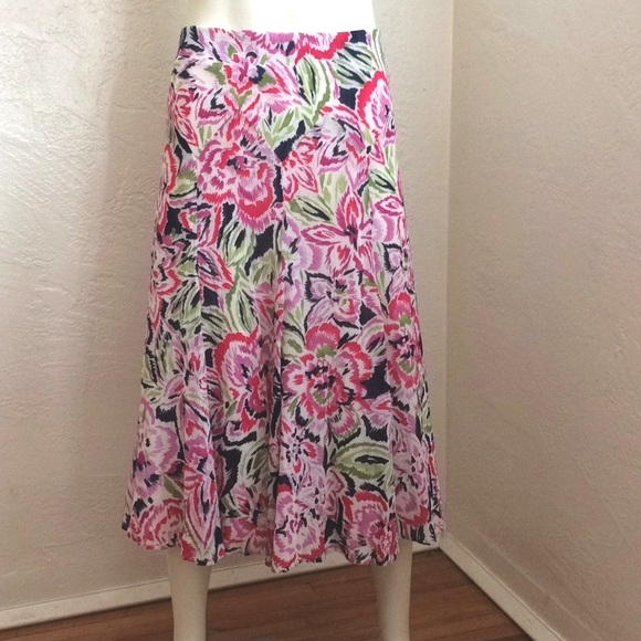Nik+Zoe lined silk blend fit and flare floral midi - Picture 1 of 8
